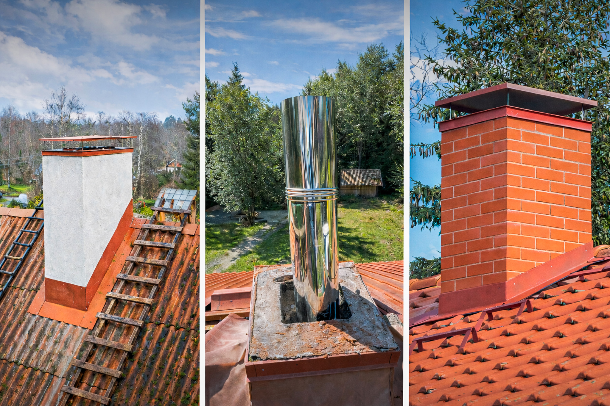 renoveeritud telliskorsten parast korstna ehituse ja remondi toid